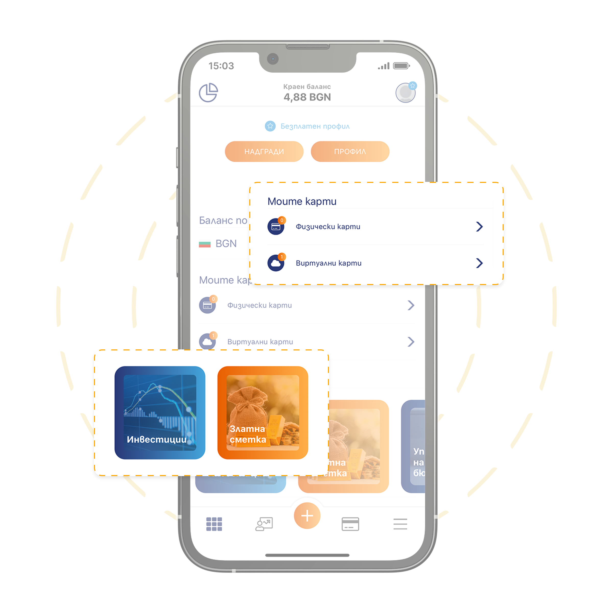 Phone with MyFin app opened